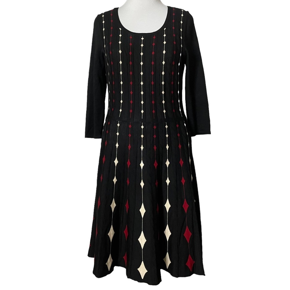 Danny & Nicole Black Fit and Flare Midi Sweater Dress Size L - Picture 2 of 9